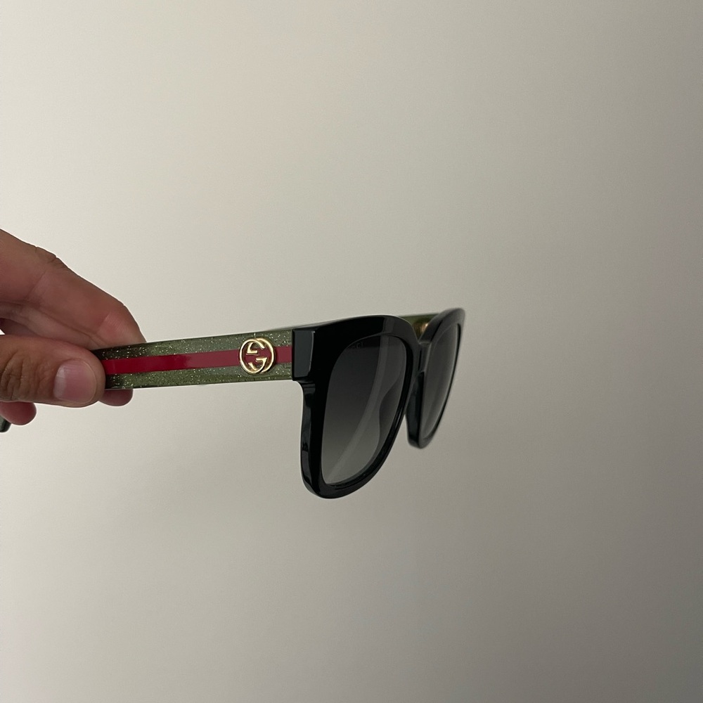 Gucci Black Sunglasses with Gold and Red Details